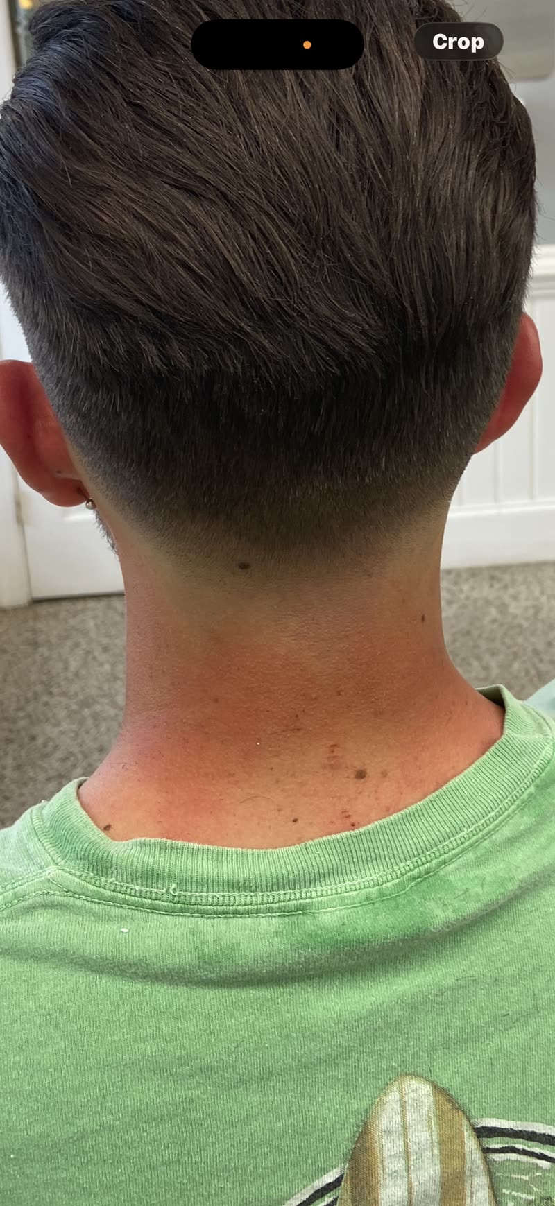 A clean taper with textured top, back view.